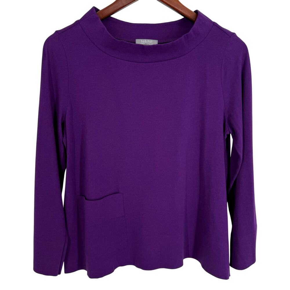 Habitat Sz XS Purple Stretchy Wearable Art to Wear Winter Blouse Shirt Top